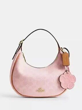 Coach CDW86 Emily Shoulder Bag Signature Canvas With Charms Powder Pink